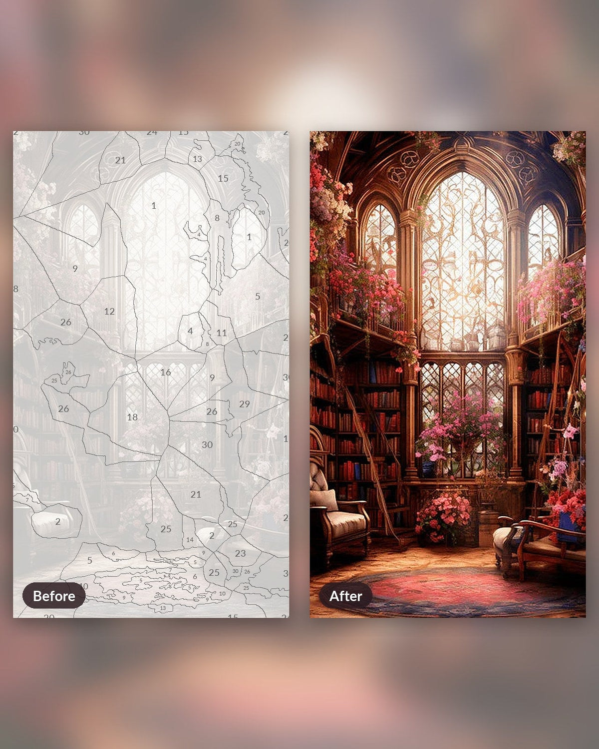 Enchanted Floral Library | Paint by Numbers Kit for Adults