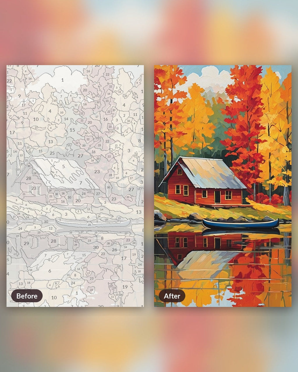 Fall Lake Cabin | Paint by Numbers Kit for Adults