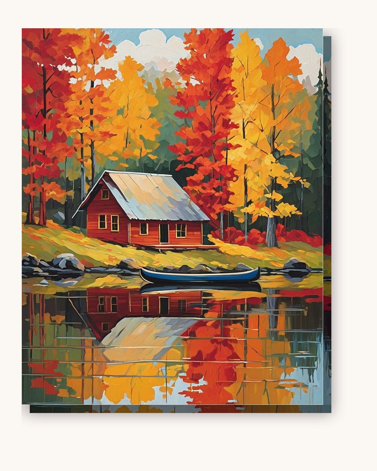 Fall Lake Cabin | Paint by Numbers Kit for Adults