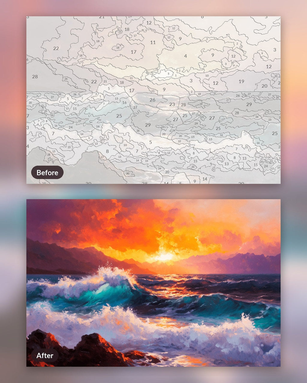 Fiery Ocean Dusk | Paint by Numbers Kit