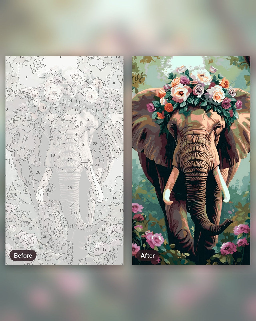 Floral Adorned Elephant | Paint by Numbers Kit