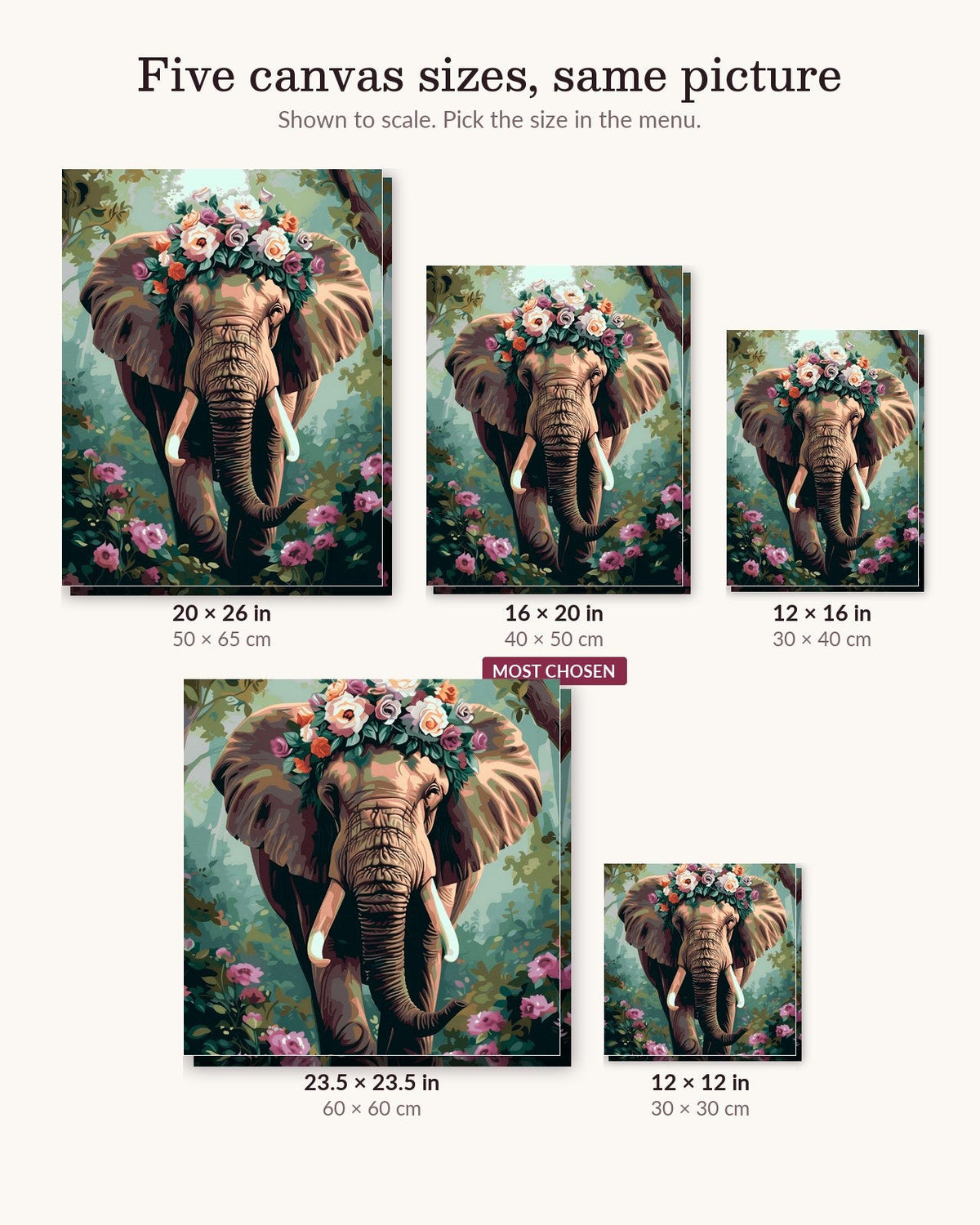 Floral Adorned Elephant | Paint by Numbers Kit