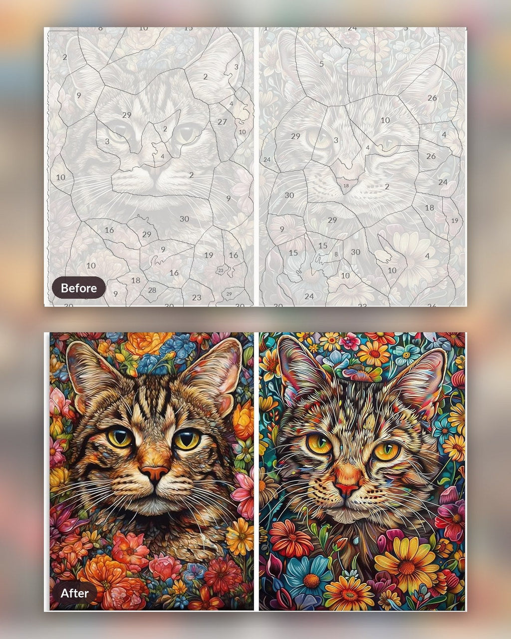 Florals Cat | Paint by Numbers Kit