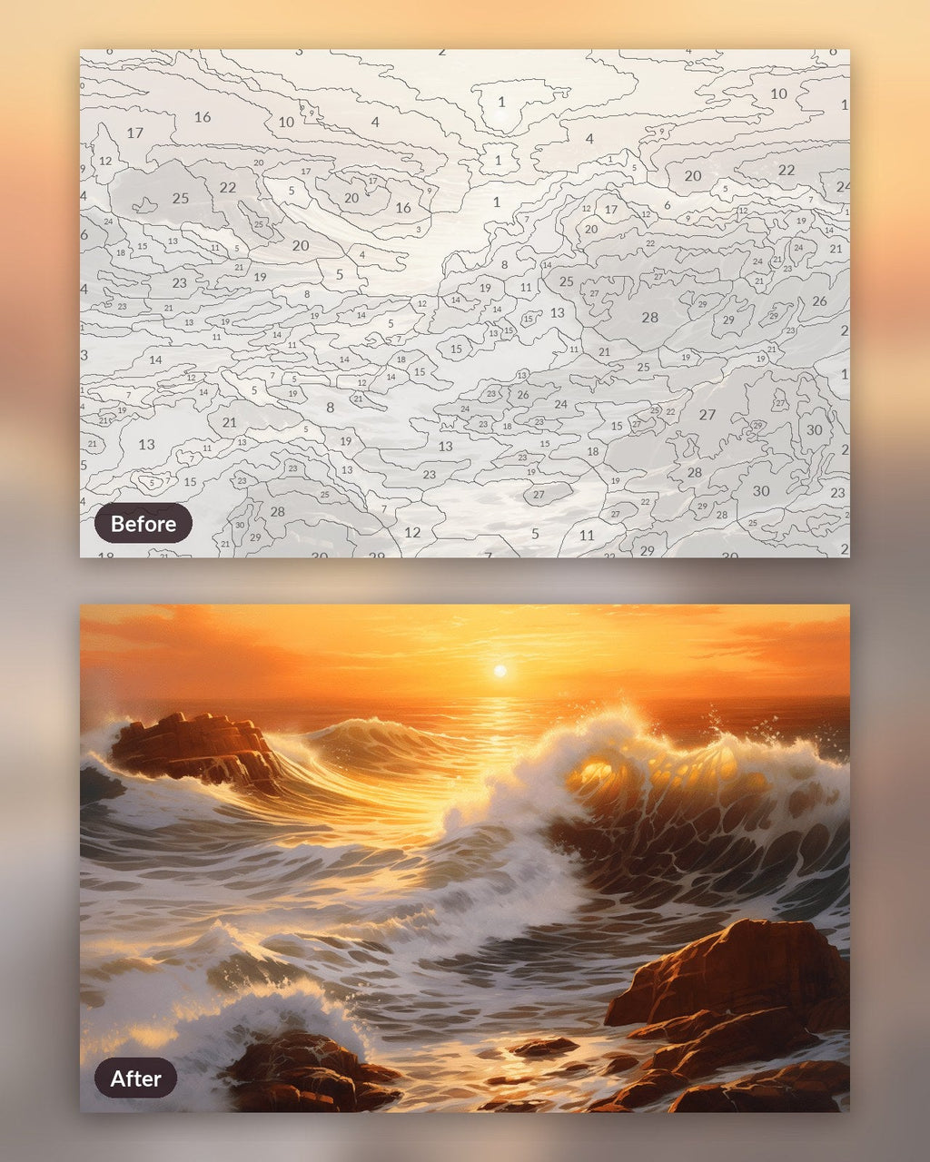 Golden Waves at Dusk | Paint by Numbers Kit