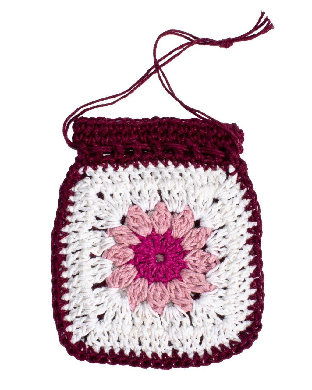 Hemp Yarn Crochet Kit - Pink Granny Square Pouch