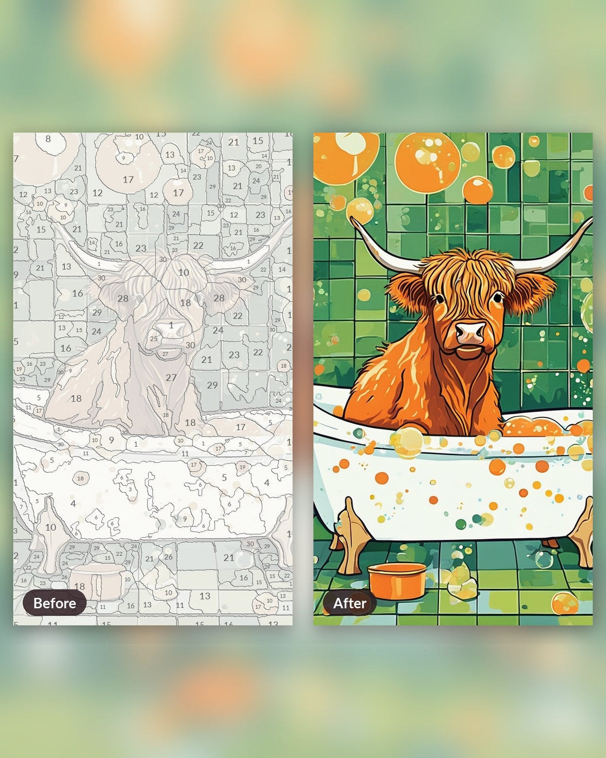 Highland Cow in the Bathtub | Paint by Numbers Kit