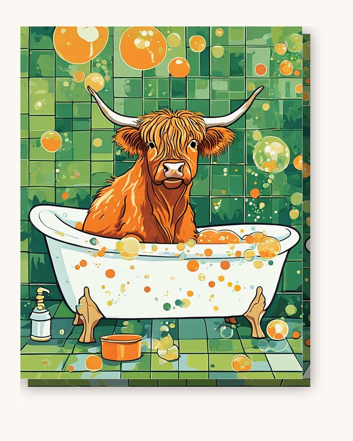 Highland Cow in the Bathtub | Paint by Numbers Kit