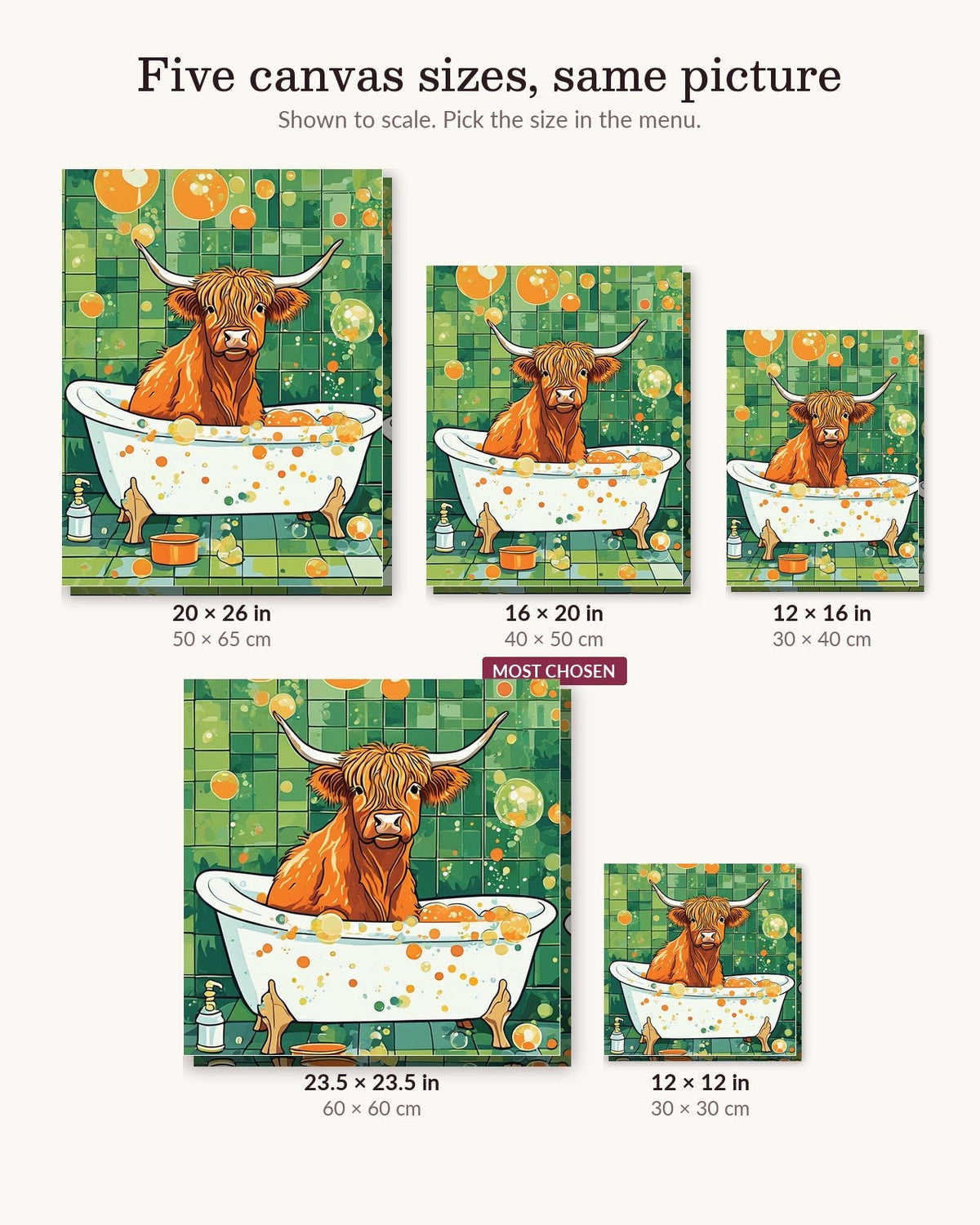 Highland Cow in the Bathtub | Paint by Numbers Kit