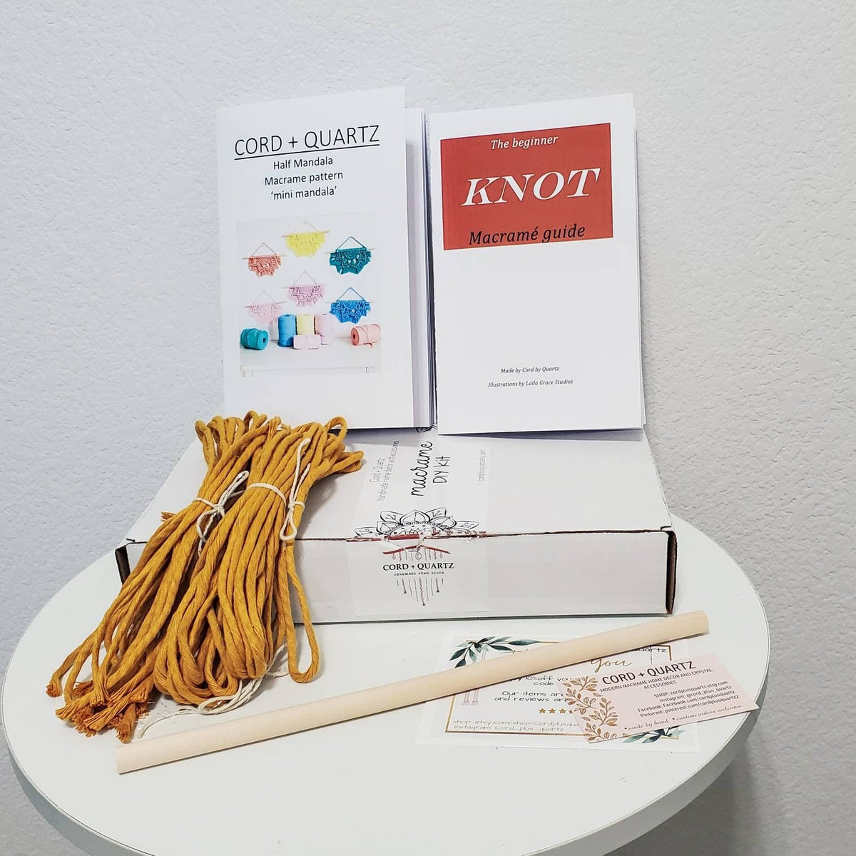 Beginner Macrame DIY craft kit. Mini half mandala