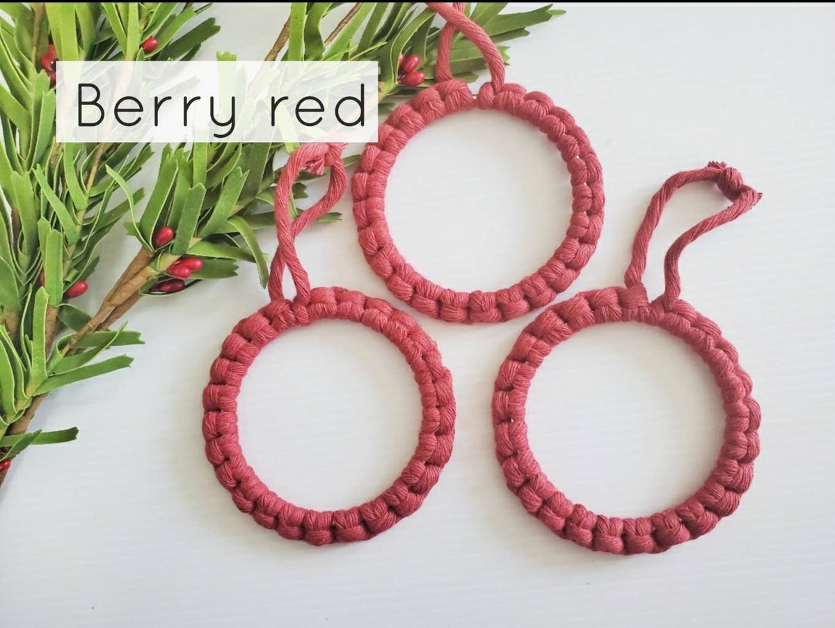 DIY macrame Christmas ornament craft kit.