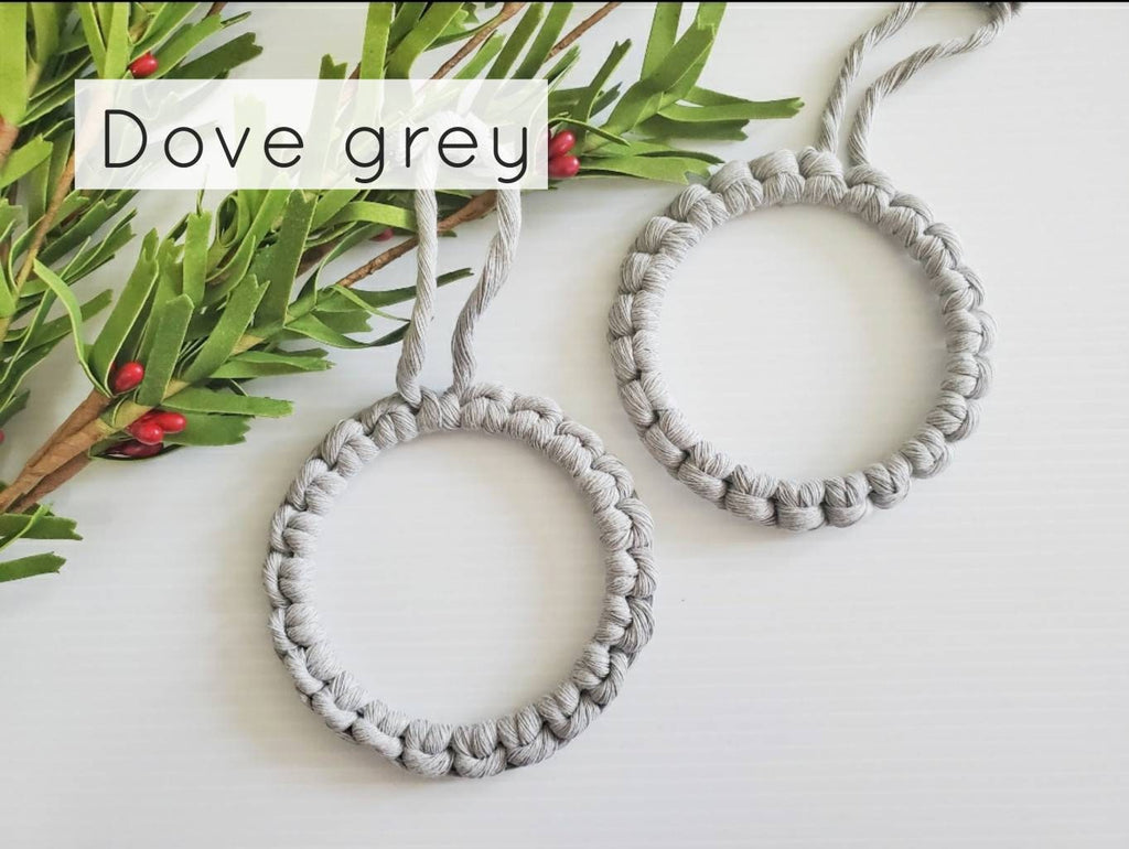 DIY macrame Christmas ornament craft kit.