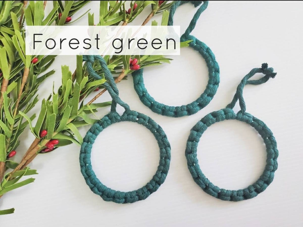 DIY macrame Christmas ornament craft kit.
