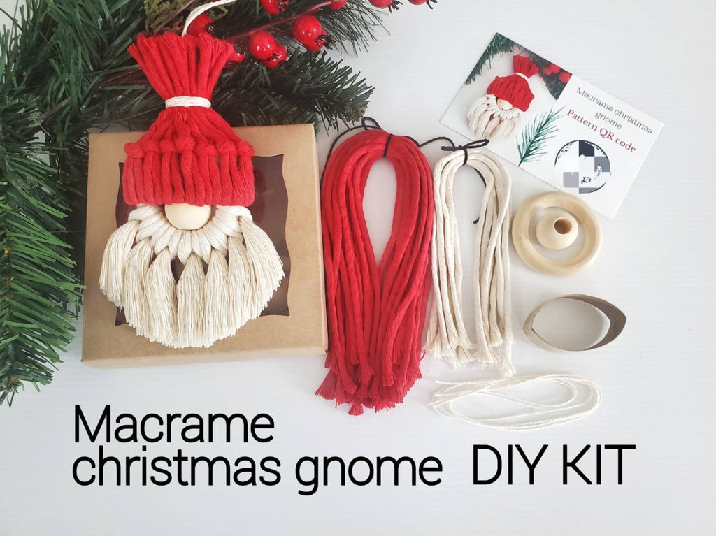 Macrame gnome Christmas ornament DIY craft kit