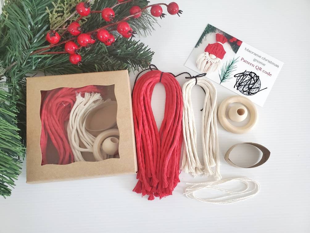 Macrame gnome Christmas ornament DIY craft kit