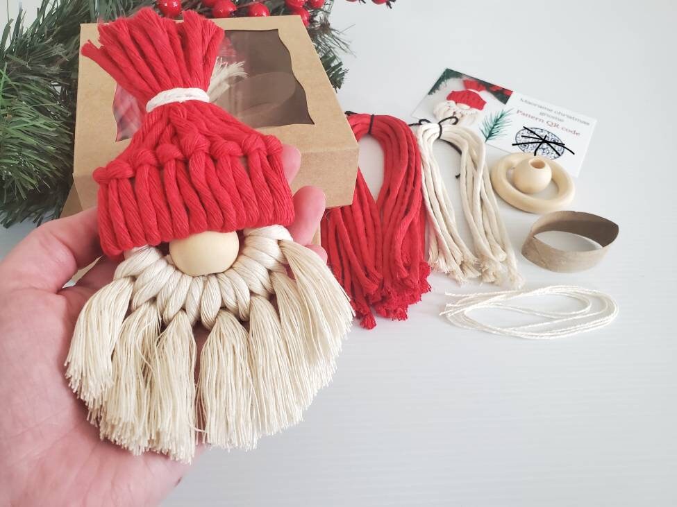 Macrame gnome Christmas ornament DIY craft kit
