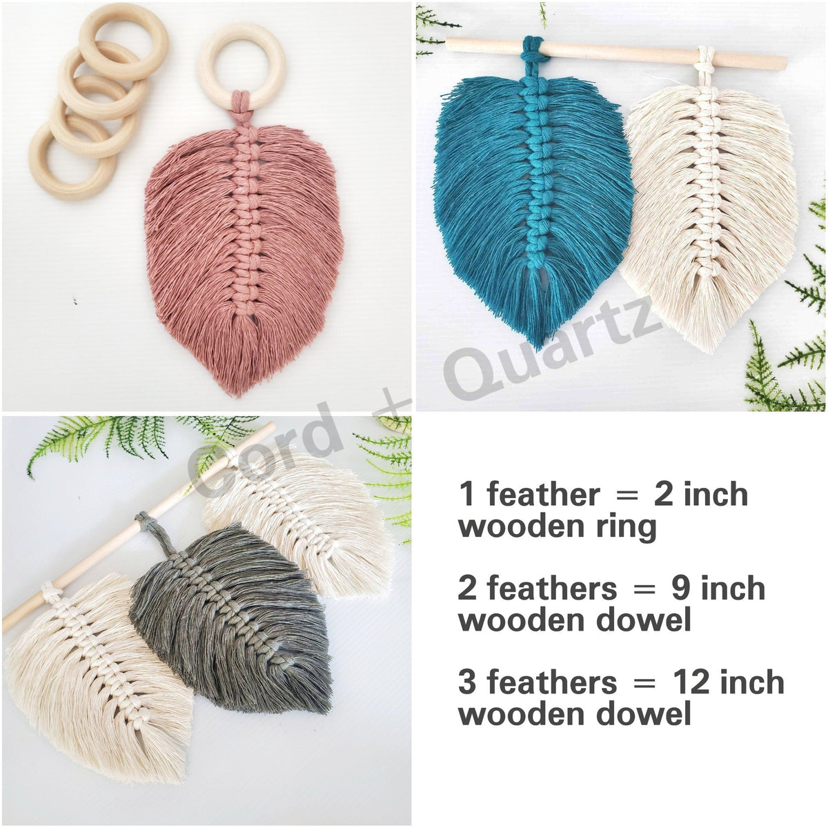 Macrame leaf/feather DIY craft kit. DIY home decor.