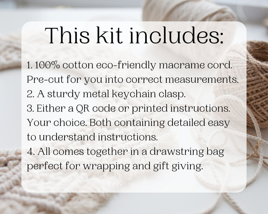 Macrame keychain DIY craft kit. Beginner Macrame kit.