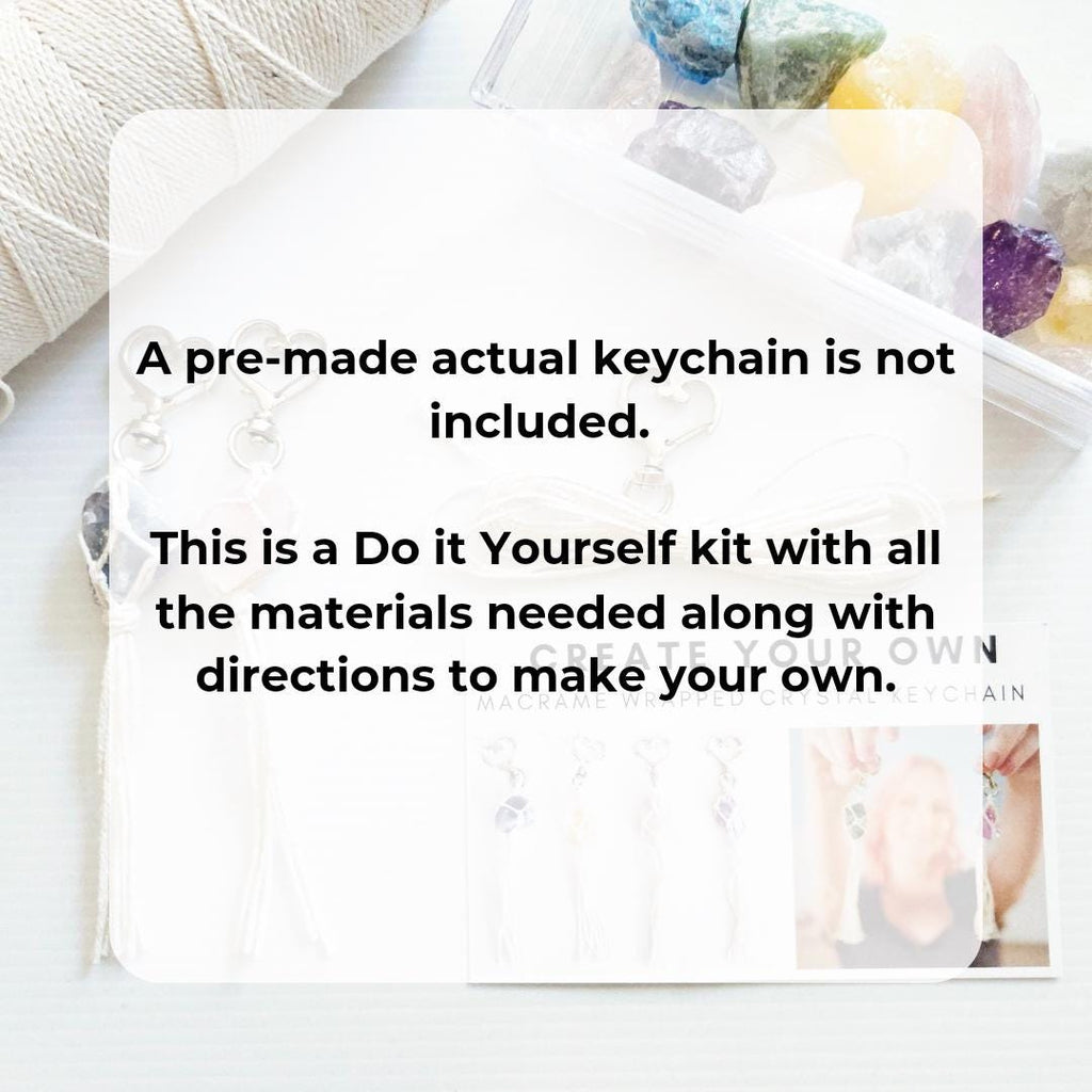 Macrame wrapped crystal rear view mirror charm DIY craft kit.