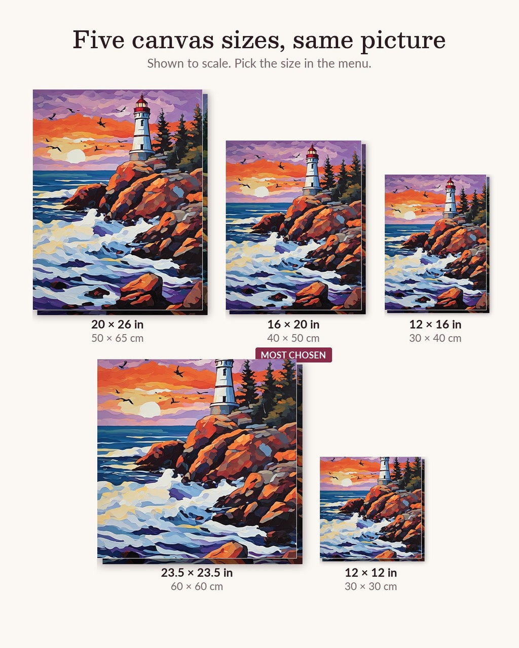 Lighthouse at Sundown | Paint by Numbers Kit