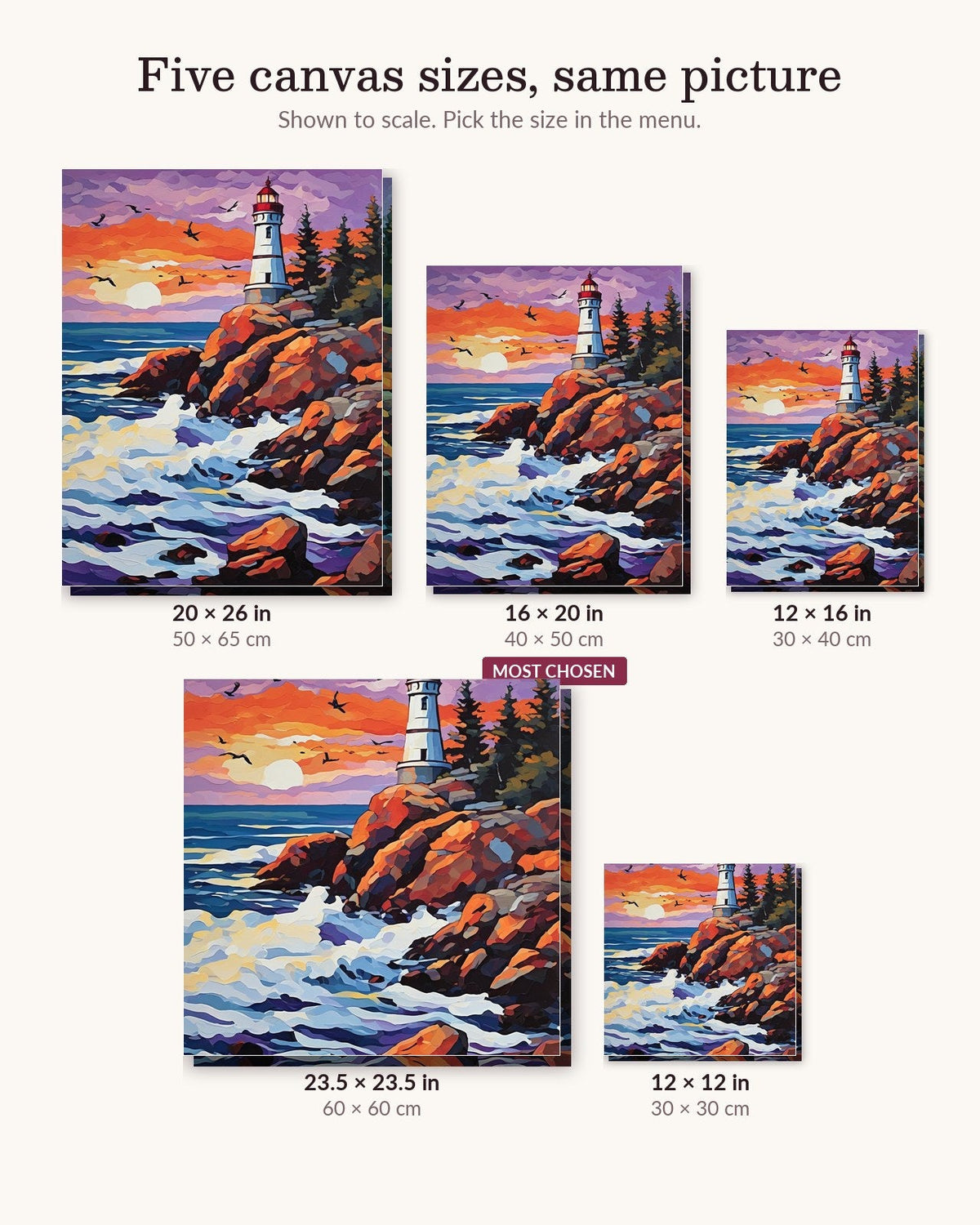 Lighthouse at Sundown | Paint by Numbers Kit