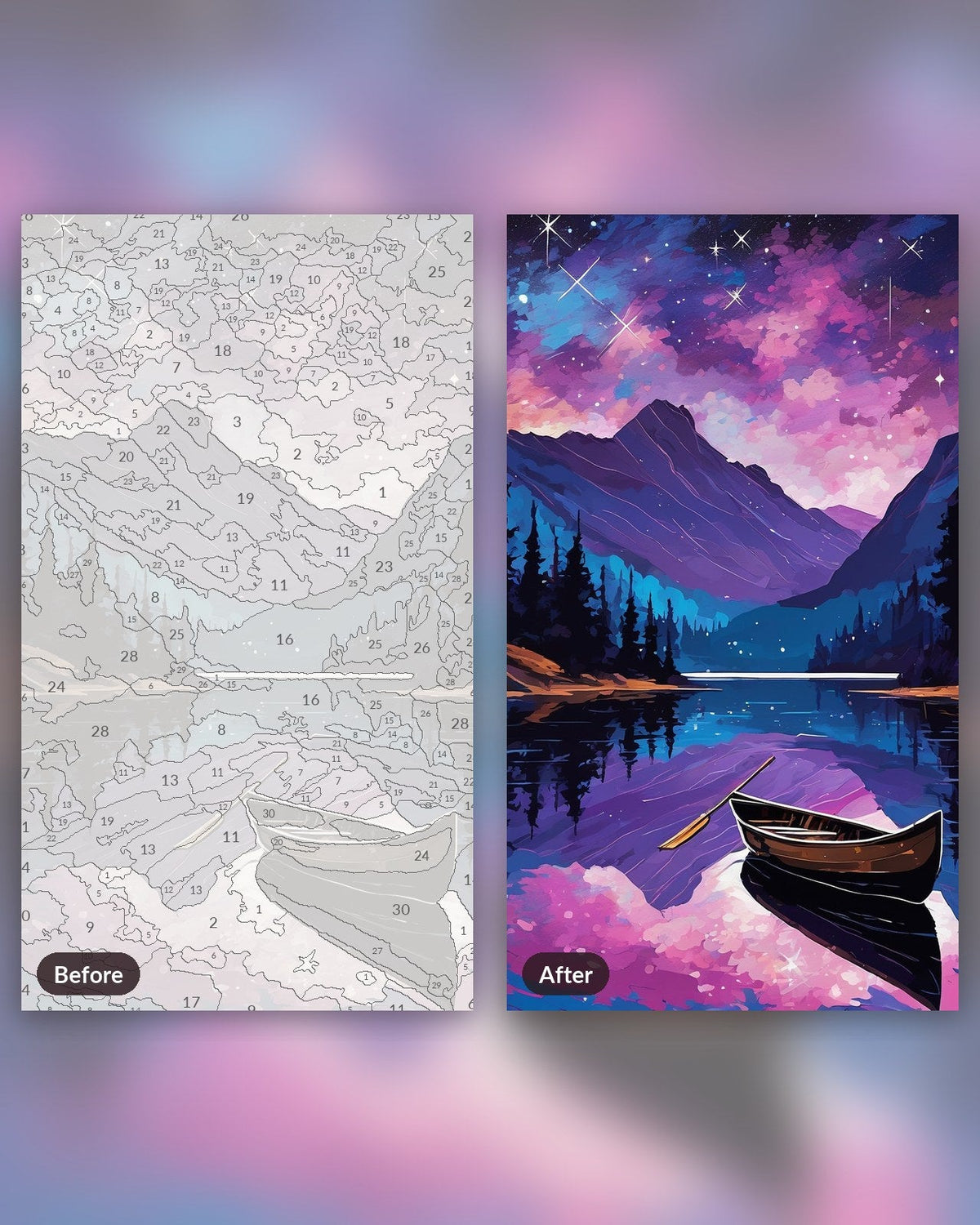Moonlit Lake and Galaxy | Paint by Numbers Kit for Adults
