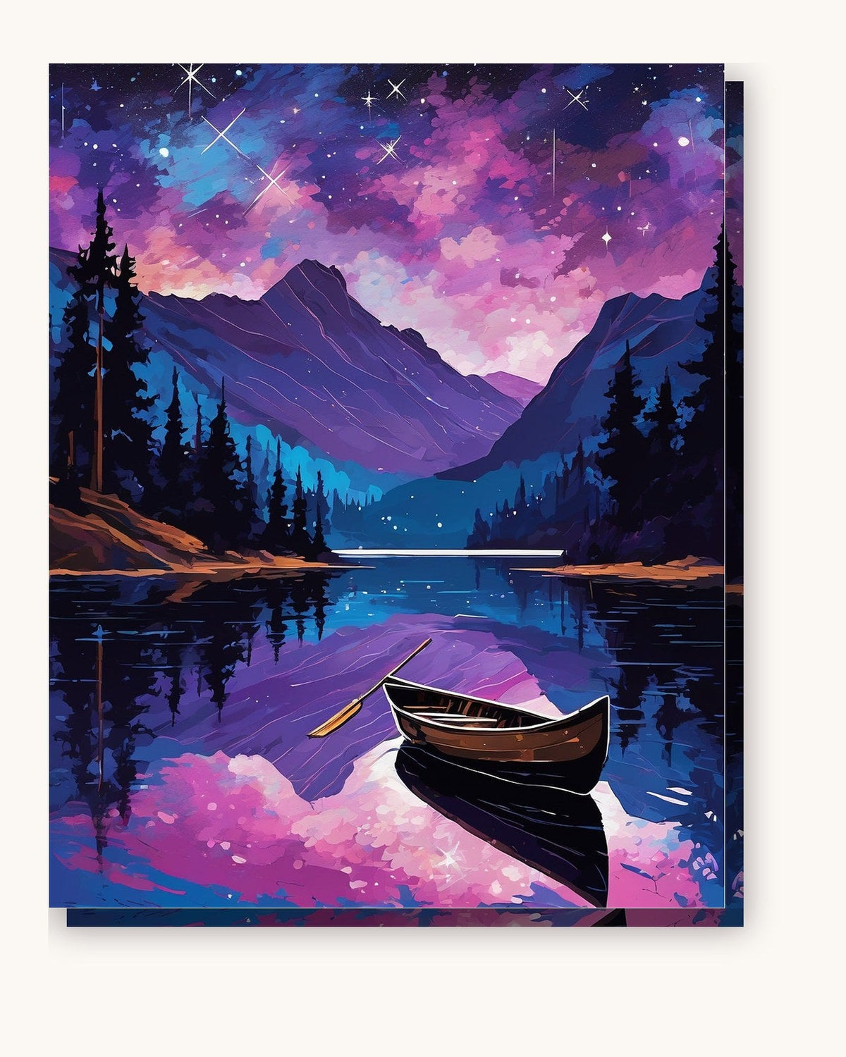 Moonlit Lake and Galaxy | Paint by Numbers Kit for Adults