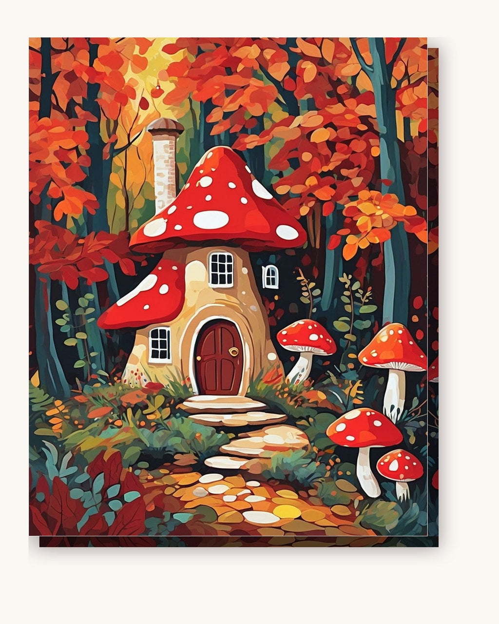 Mushroom Cottage in the Autumn Forest | Paint by Numbers Kit
