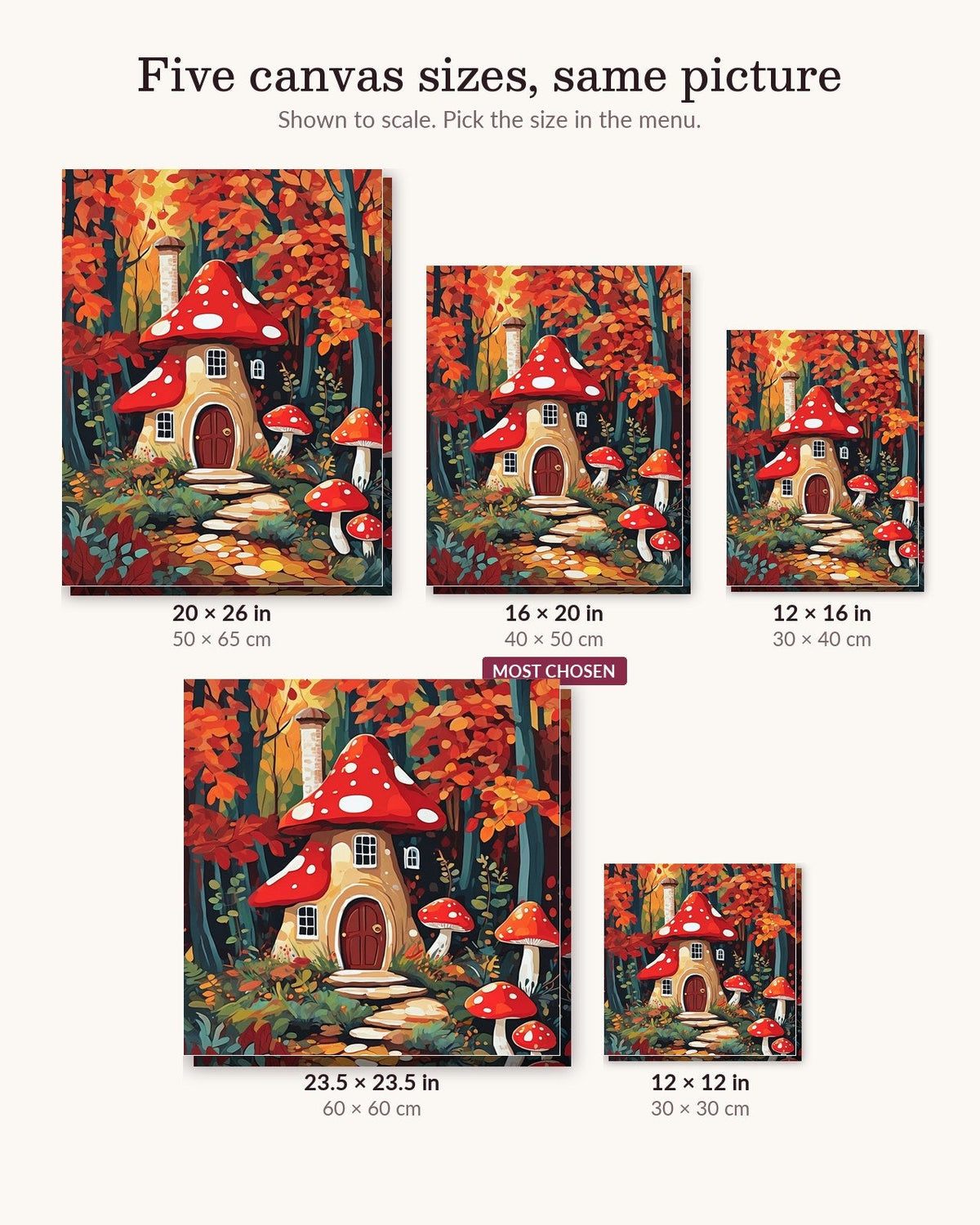 Mushroom Cottage in the Autumn Forest | Paint by Numbers Kit