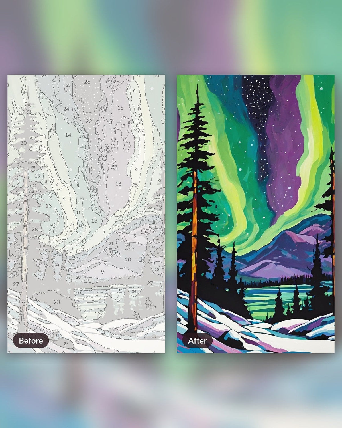 Northern Lights over the Pines | Paint by Numbers Kit