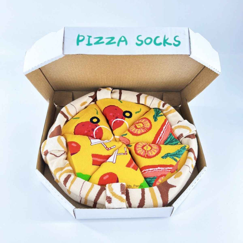 Novelty Pizza Socks – 4 Pairs Fun Gift Set for Men & Women