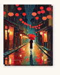 Rainy Lantern Street | Paint by Numbers Kit