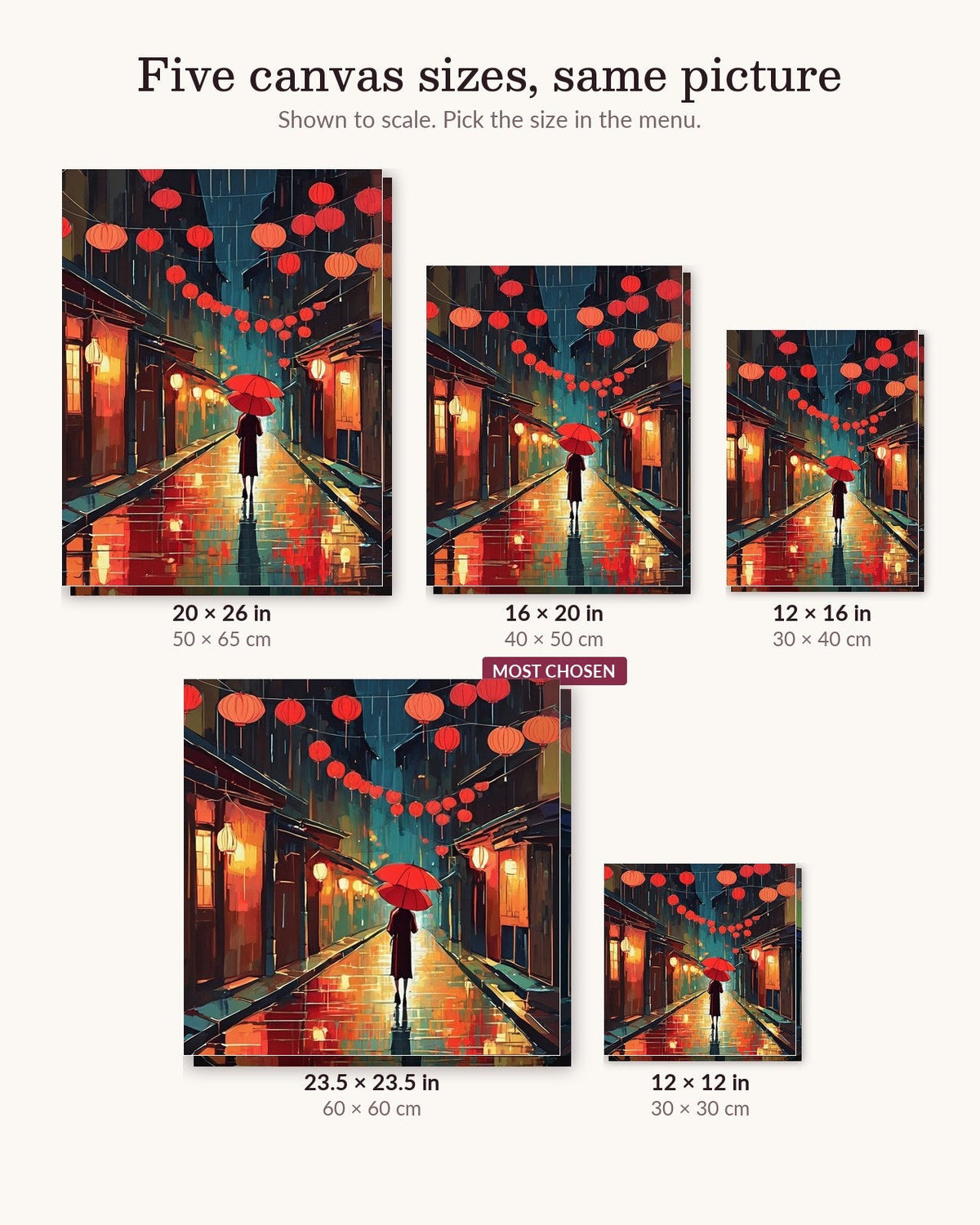 Rainy Lantern Street | Paint by Numbers Kit