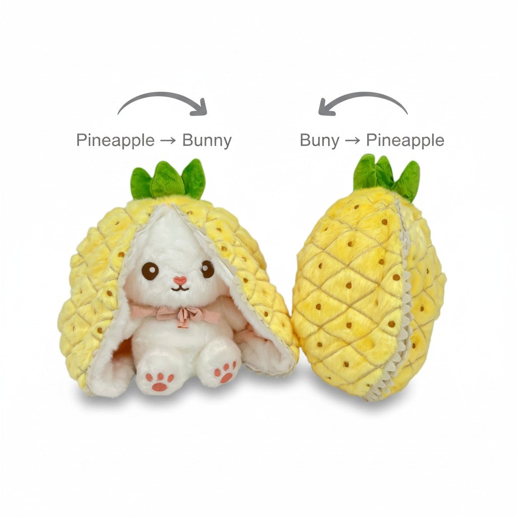 Reversible Strawberry Bunny Plush Toy Soft Polyester Kids Easter Basket Stuffer Gift Birthday Surprise for Girls and Boys