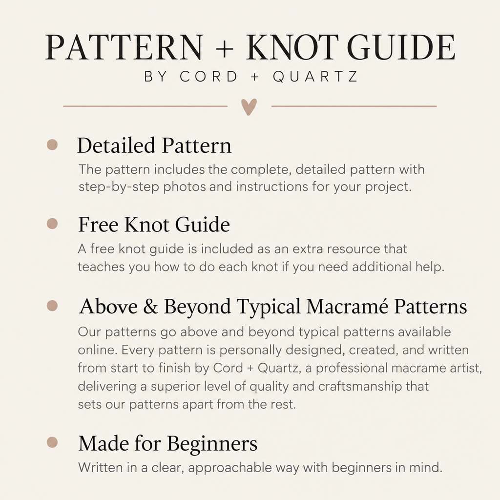 Macrame moon and crystal DIY KIT. Beginner tutorial and materials.