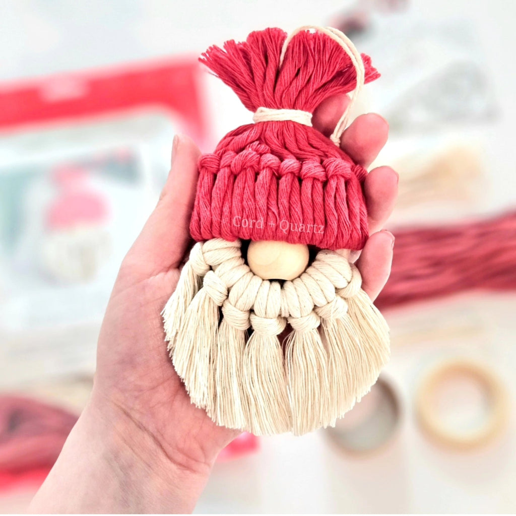 Macrame gnome Christmas ornament DIY craft kit