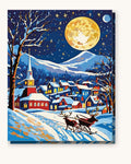 Santa Sleigh over the Village | Paint by Numbers Kit