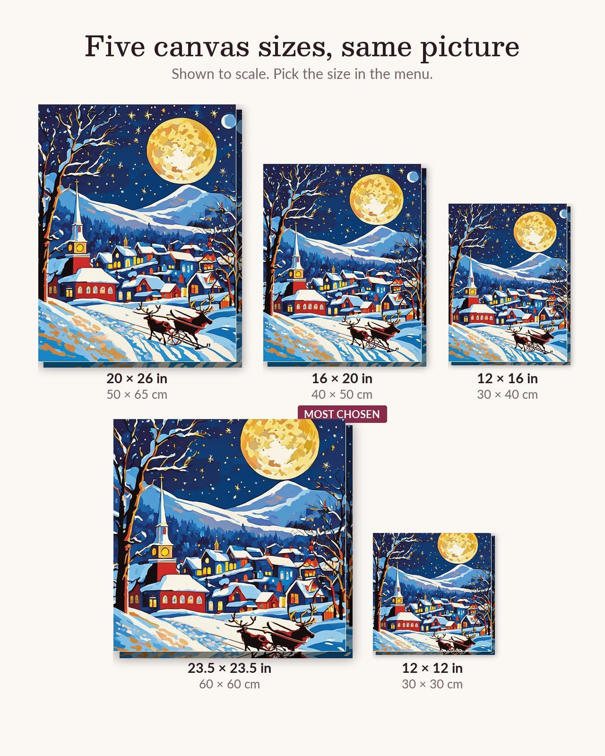 Santa Sleigh over the Village | Paint by Numbers Kit