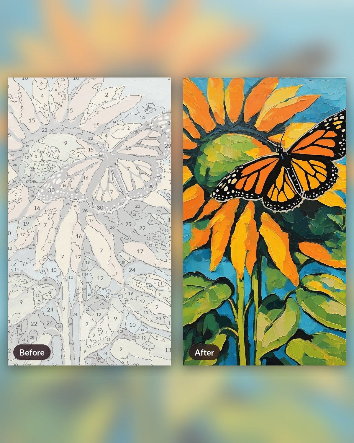 Sunflower and Monarch | Paint by Numbers Kit