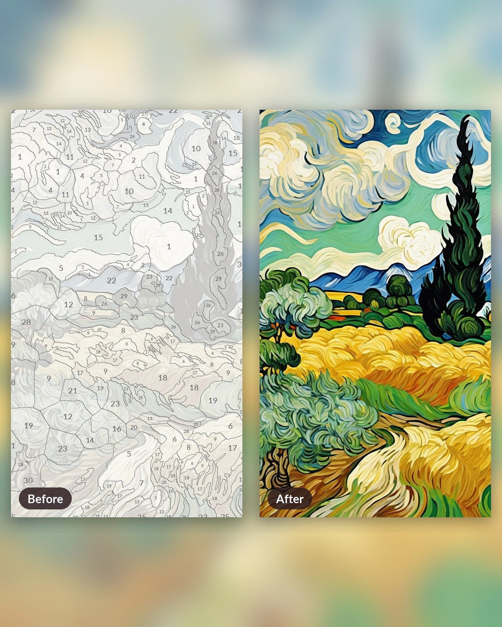 Wheat Field with Cypresses after Van Gogh | Paint by Numbers Kit