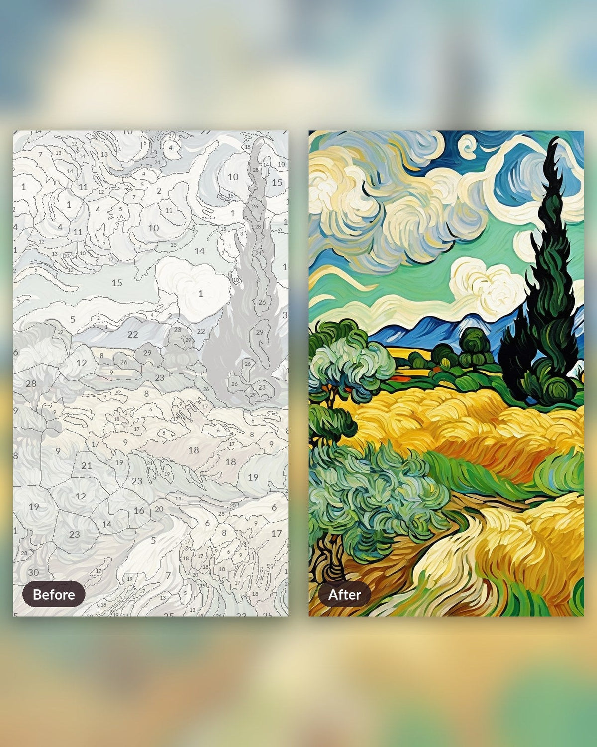 Wheat Field with Cypresses after Van Gogh | Paint by Numbers Kit