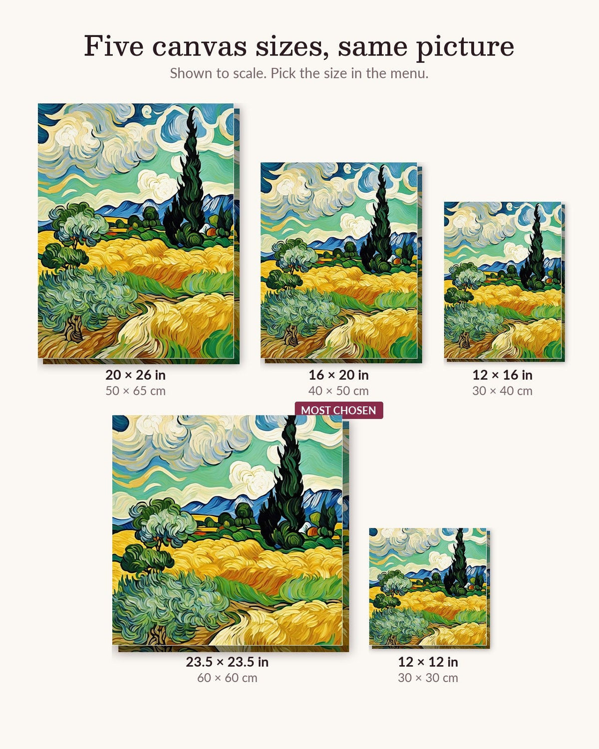Wheat Field with Cypresses after Van Gogh | Paint by Numbers Kit