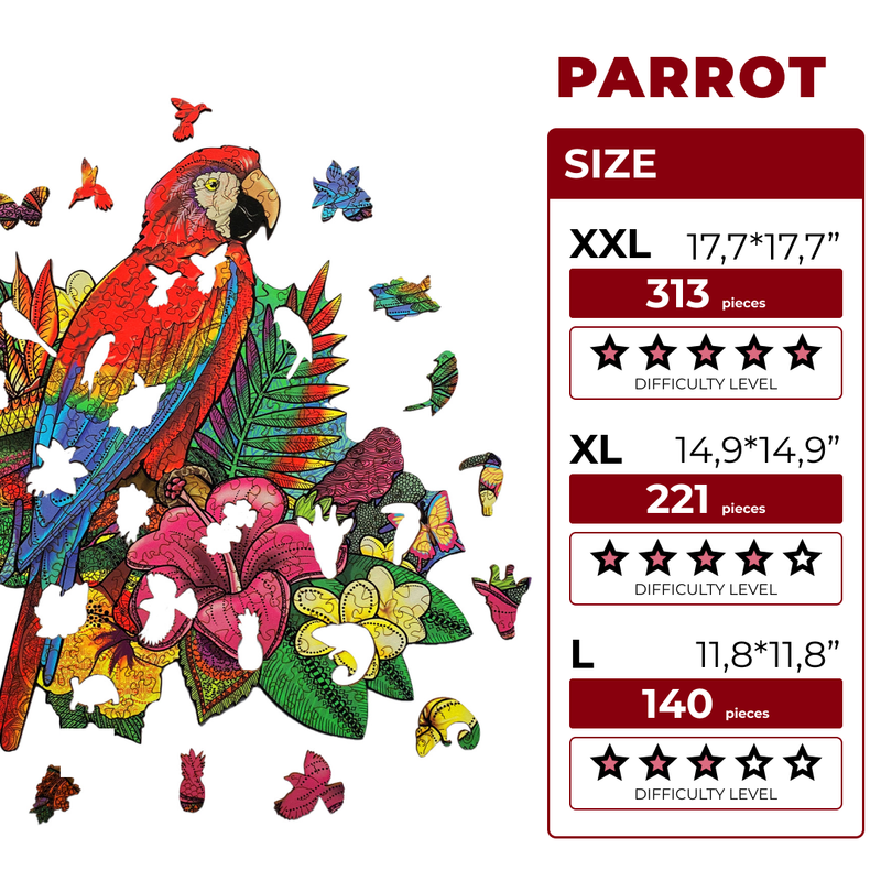 Wooden Jigsaw Puzzle Ara Parrot (B2B)
