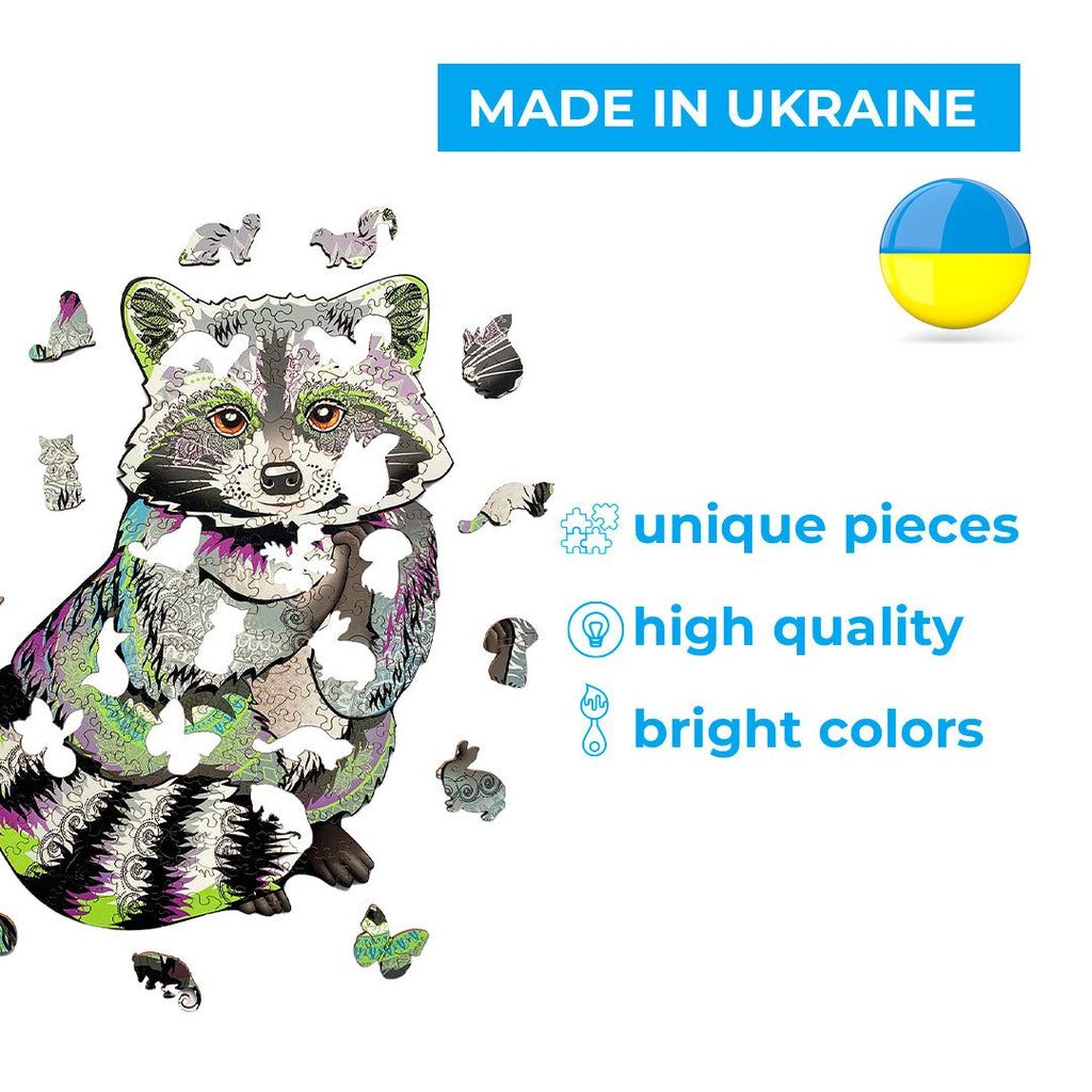 Wooden Jigsaw Puzzle Raccoon (B2B)