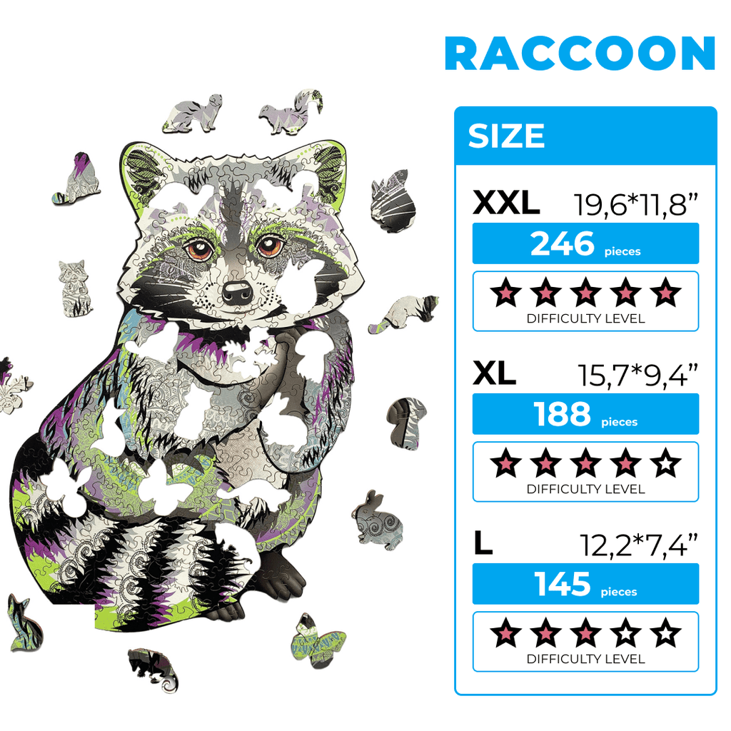 Wooden Jigsaw Puzzle Raccoon (B2B)