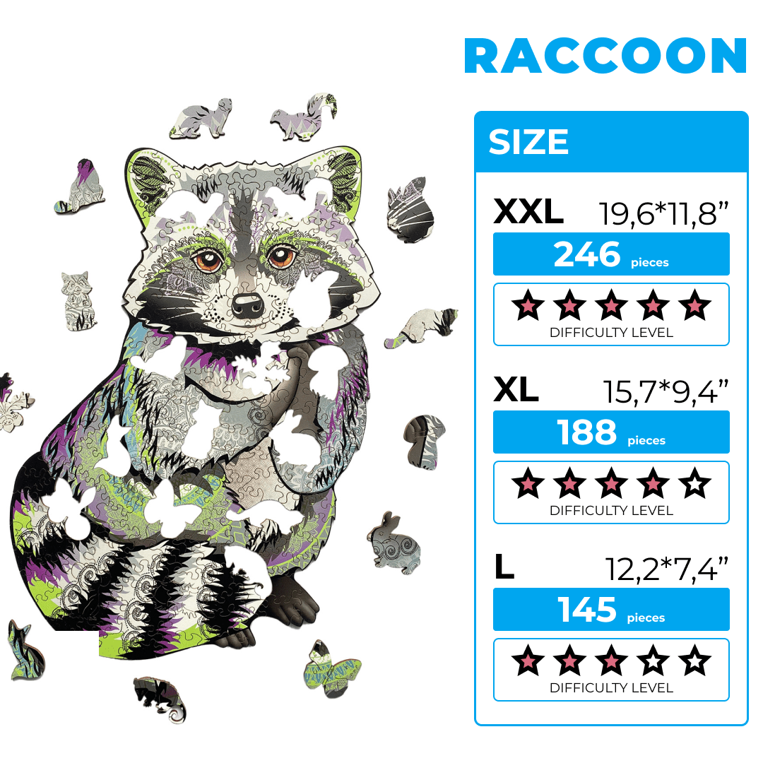 Wooden Jigsaw Puzzle Raccoon (B2B)