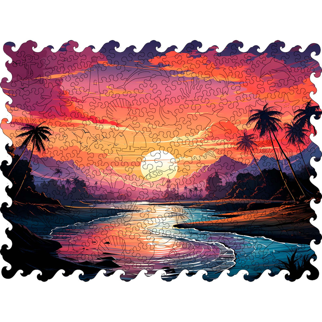 Wooden Jigsaw Puzzle Sea sunset (B2B)
