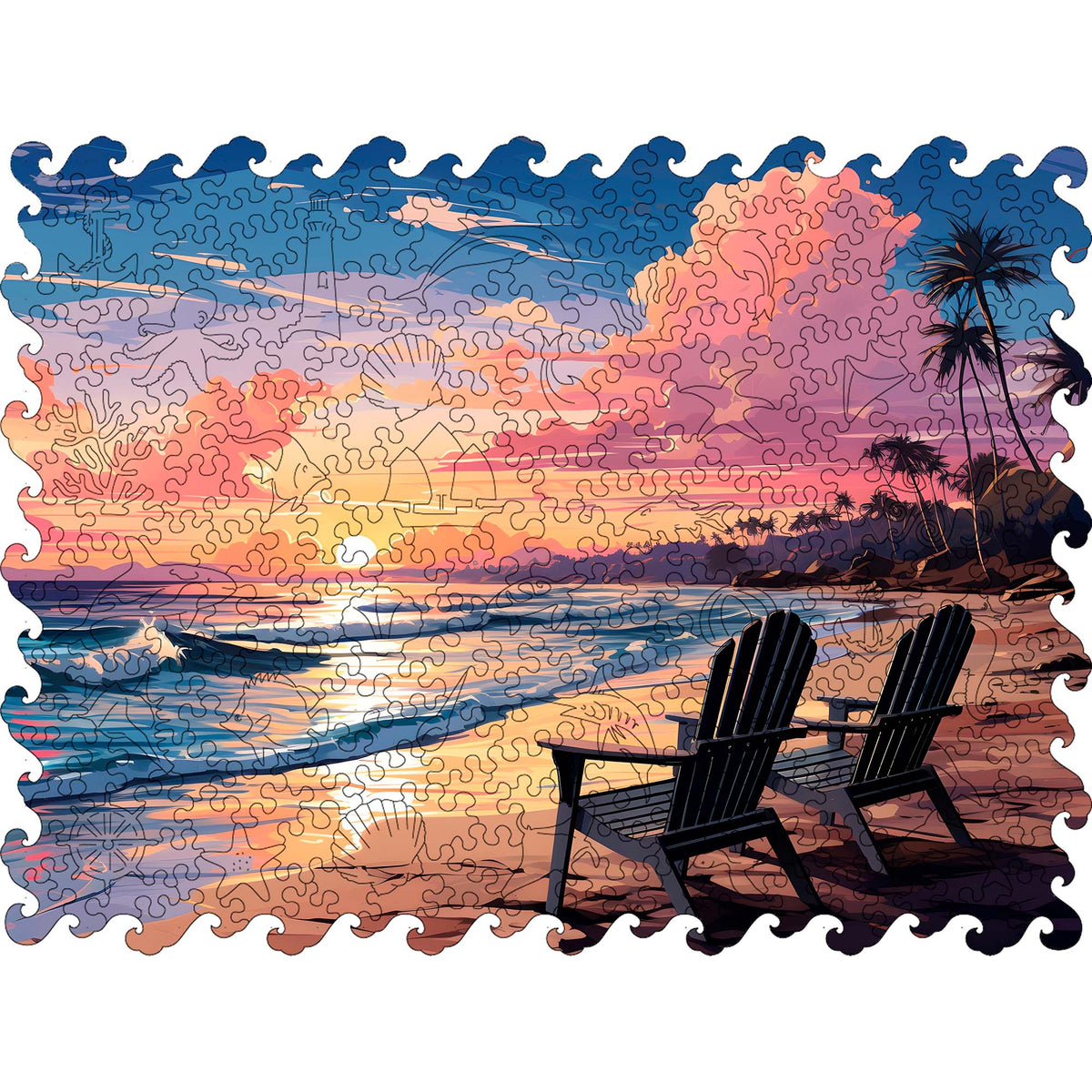 Wooden Jigsaw Puzzle Summer beach (B2B)